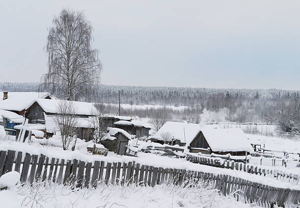 istock Winter in Russian village 470965773