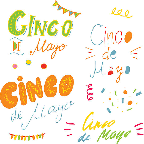 ilustraciones, imágenes clip art, dibujos animados e iconos de stock de cinco de mayo diversión dibujados a mano letras de - food latin american and hispanic ethnicity mexican ethnicity mexican culture