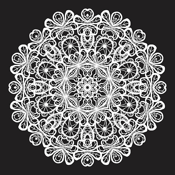 абстрактный круг кружевной рисунок - doily lace circle floral pattern stock illustrations