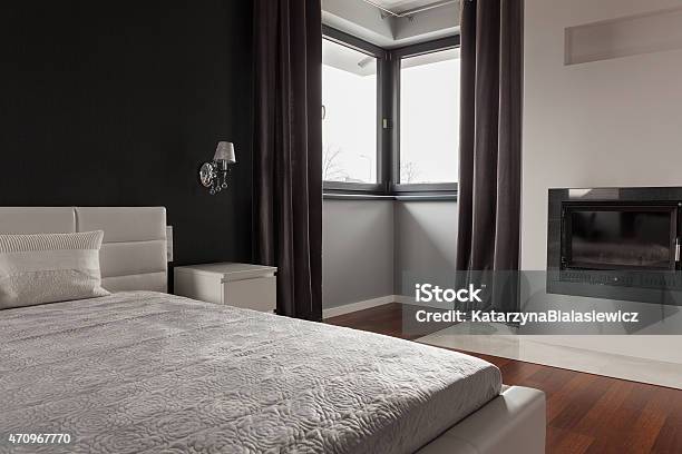 Exclusive Bedroom In Modern Residence Stock Photo - Download Image Now - 2015, Apartment, Architecture