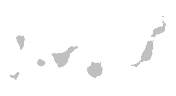 stockillustraties, clipart, cartoons en iconen met grey map of canary islands - canarische eilanden
