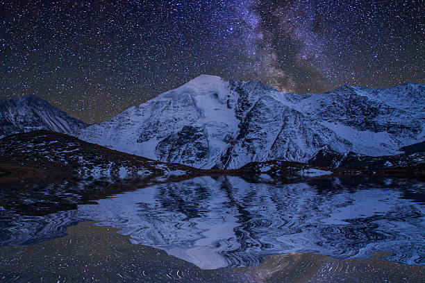istock Amazing night landscape with mountains and stars. 470971950