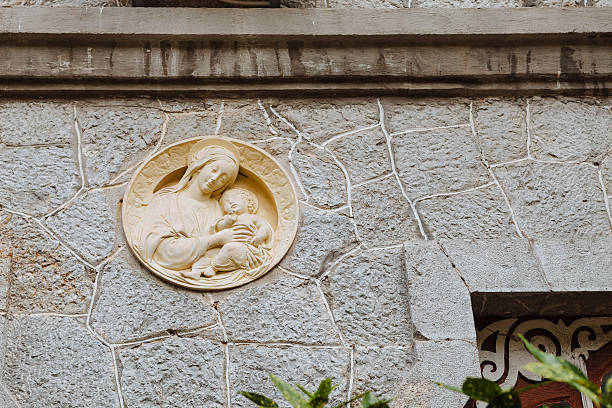 Old house with an image of Saint Mary in Crimea