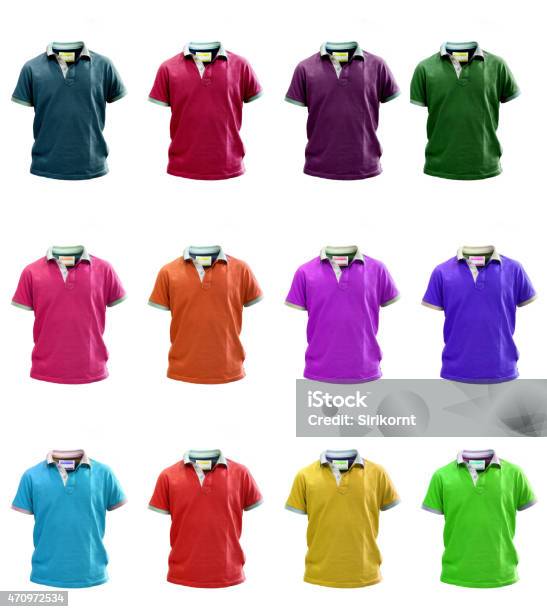 Group Of Colorfull Little Kids Polo T Shirt Stock Photo - Download Image Now - Polo Shirt, Template, 2015