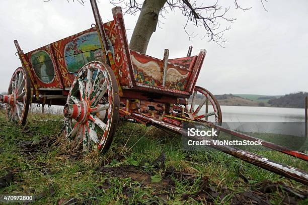 Old Authentic Wooden Wagon Stock Photo - Download Image Now - 2015, Abandoned, Aging Process