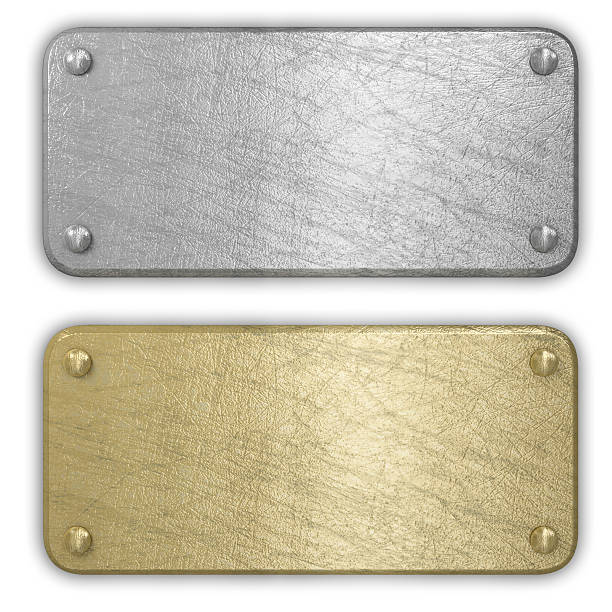 istock Silver and gold metal plates isolated 470974133