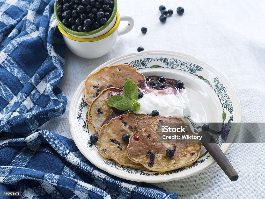 pancake Oatmeal pancake with blueberry, selective focus Backgrounds Stock Photo