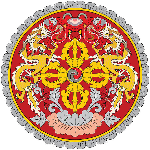 The emblem of Bhutan Vector Illustration : The emblem of Bhutan King Size stock illustrations