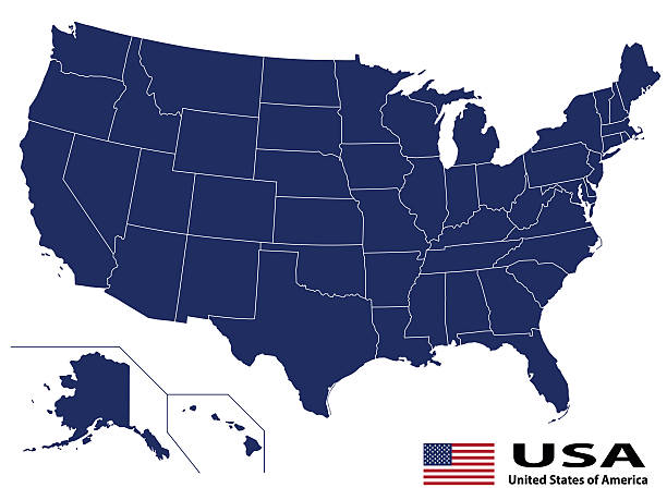 stany zjednoczone ameryki - straight pin cartography map world map stock illustrations