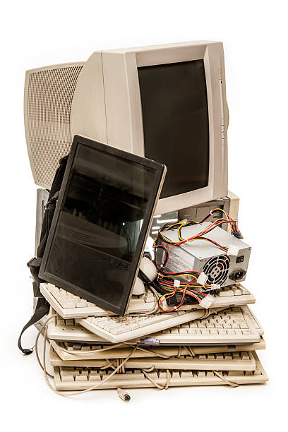 istock Old computer monitor and keyboards 470977098
