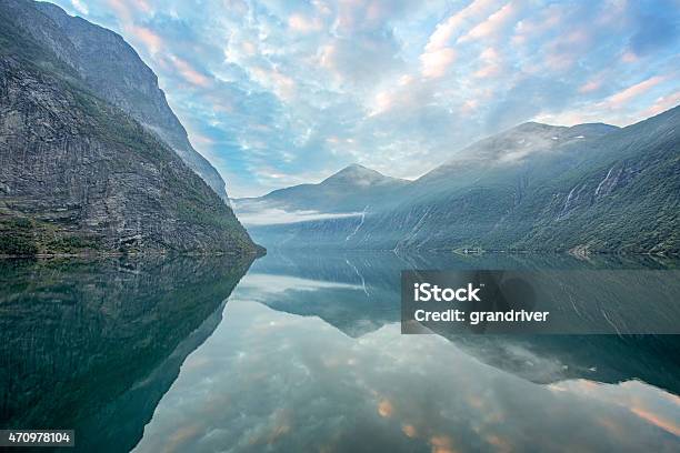 Geirangerfjord In Norway At Sunrise Stock Photo - Download Image Now - Scandinavian Descent, Nature, Nordic Countries