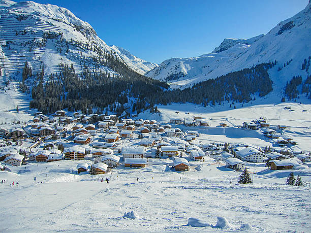 aldeia mounain - lechtal alps imagens e fotografias de stock