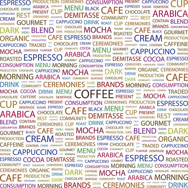 COFFEE. COFFEE. Background concept wordcloud illustration. Print concept word cloud. Graphic collage. food sample cups stock illustrations