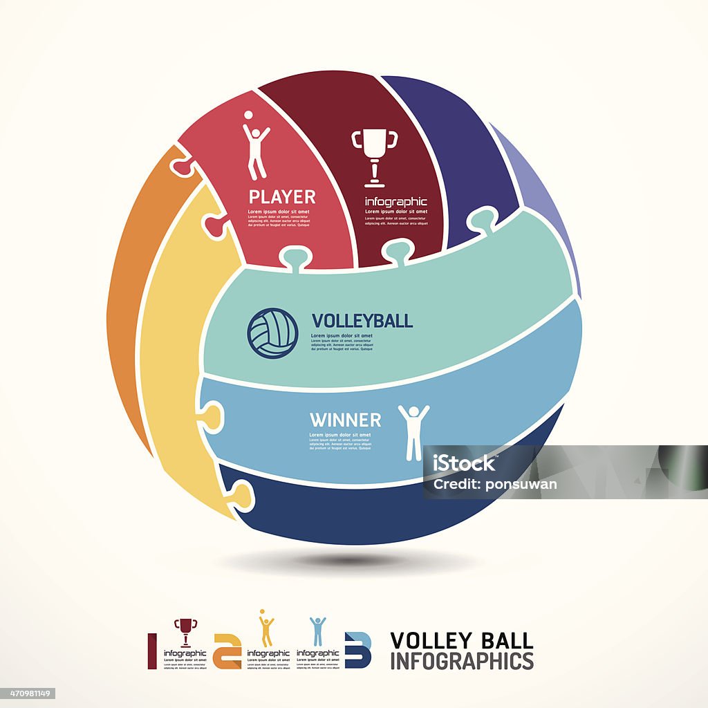 infographic Template mit volleyball Puzzle banner. - Lizenzfrei Abstrakt Vektorgrafik