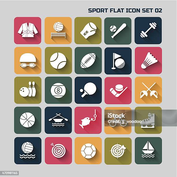 Sport Flat Icon Set For Web And Mobile Set 02 Stock Illustration - Download Image Now - Icon Symbol, Water Polo, American Football - Ball