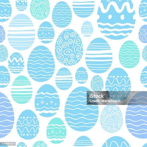 Seamless Random Easter Eggs Pattern In Blue Color Stock Illustration - Download Image Now - Backgrounds, Blue, Celebration