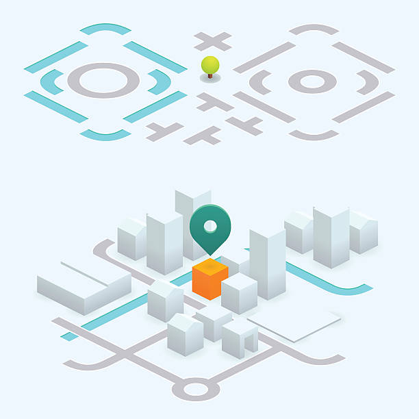 zrób to sam mapa isometric zestawu 26, 6° - cityscape urban scene high angle view road stock illustrations