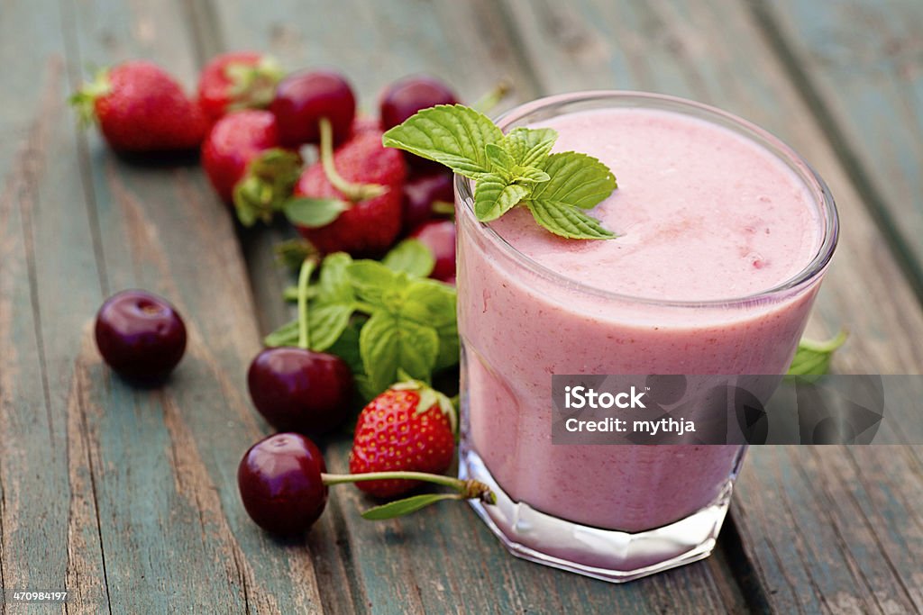 Strawberry fruit drink Healthy organic food. Strawberry fruit drink smoothie Alcohol - Drink Stock Photo