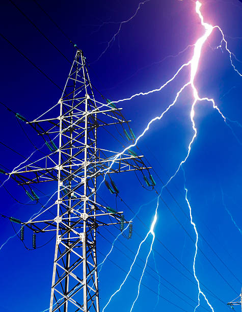 istock Electricity Energy Pylon with Lightning 470984236