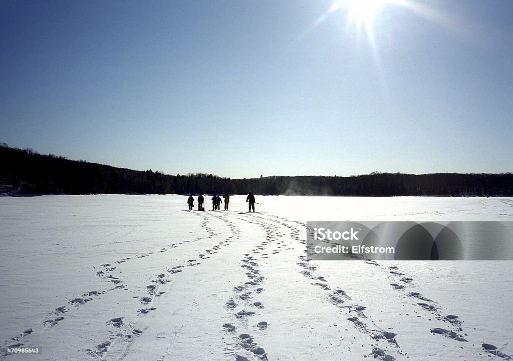 냉동상태의 호수 트레킹 - 로열티 프리 발자국 스톡 사진