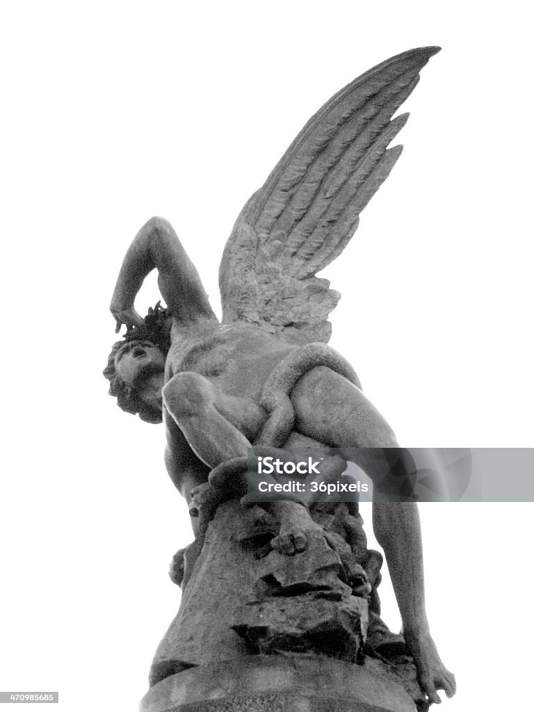 lucifer the only existing statue in the world of the figure of the fallen angel Lucifer,is located in the park of "El Retiro" in Madrid Angel Stock Photo