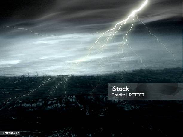 Oceano Tempestuosa Com Relâmpagos - Fotografias de stock e mais imagens de Ao Ar Livre - Ao Ar Livre, Chuva, Céu