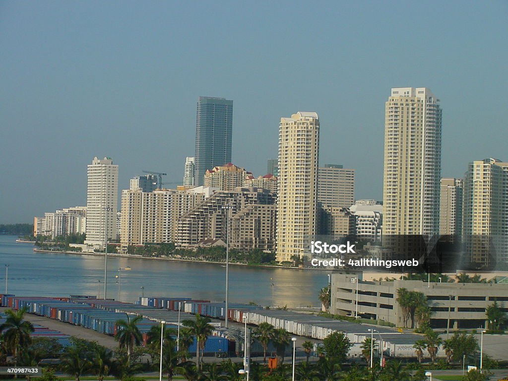 City Scape of Miami City of Miami on the ocean Built Structure Stock Photo