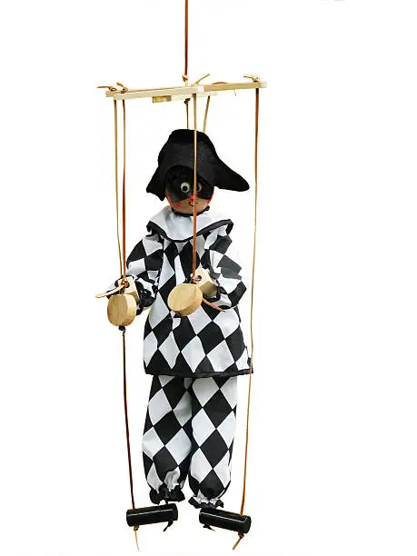 Pierrot marionette isolated on a white background