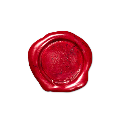 Red Wax Seal and Isolated on White Background (with clipping path)