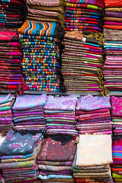 istock Fabrics on the market in Fes, Morocco 470990648