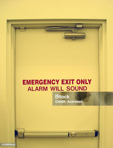 Emergency Exit Door Stock Photo - Download Image Now - Built Structure, Communication, Concepts