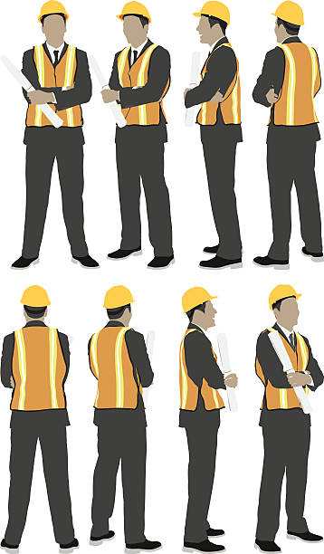 Male architect standing Male architect standinghttp://www.twodozendesign.info/i/1.png engineer silhouettes stock illustrations