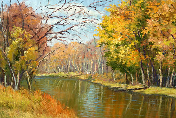 Minnesota Autumn Oil Painting One of my "autumn" oil on canvas paintings of Minnesota. oil painting photos stock illustrations
