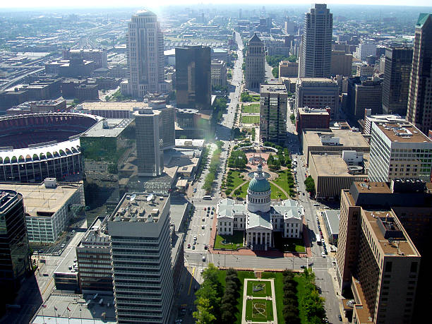 Downtown St. Louis from the Arch stock photo