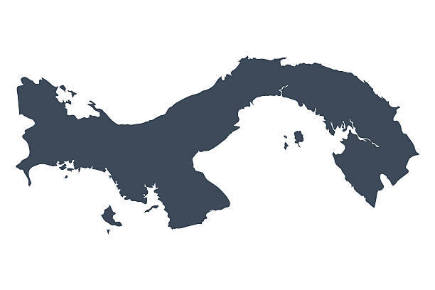 Panama country map A graphic illustrated vector image showing the outline of the country Panama. The outline of the country is filled with a dark navy blue colour and is on a plain white background. The border of the country is a detailed path. panama illustrations stock illustrations
