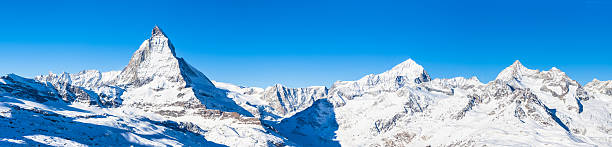 istock Panorama view of Matterhorn and Weisshorn 470997086