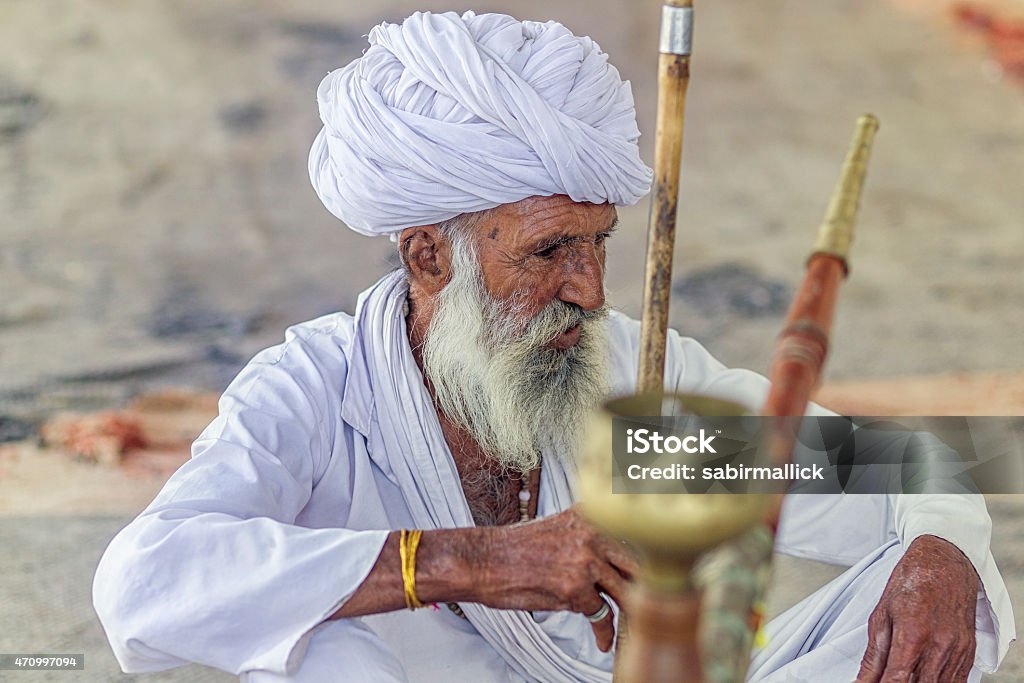 Portrait of Senior man from Rajasthan Portrait of senior Indian man from Rajasthan, India. 2015 Stock Photo