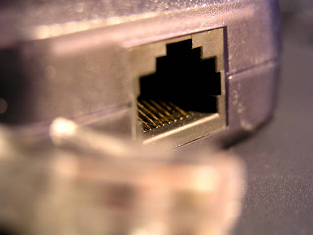 Puerto Ethernet & cable - foto de stock