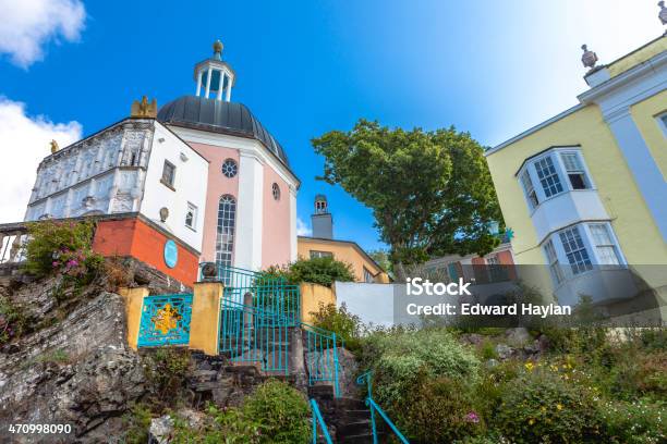 Coloured Buildings In Portmeirion Stock Photo - Download Image Now - Portmeirion, Wales, 2015
