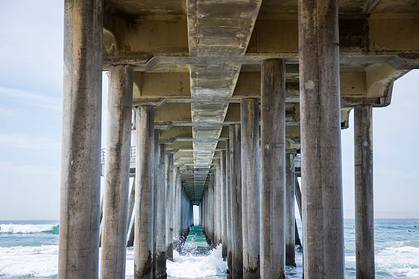 istock Blue Waters under an Ocean Pier and Blue Sky 470998126