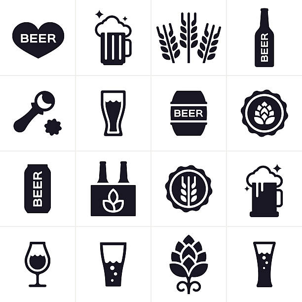 bier und brauen bier-icons und symbole - sechserpack stock-grafiken, -clipart, -cartoons und -symbole