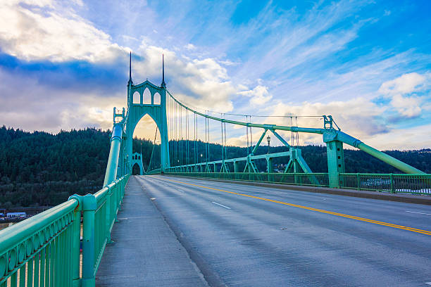 St. John's Bridge in Portland Oregon, USA stock photo