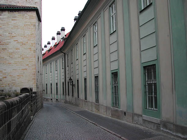 Alleyway with cobbled street stock photo