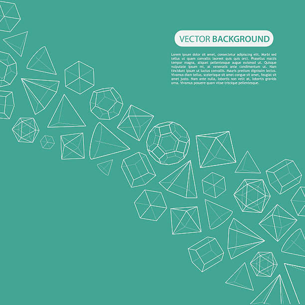 Platonic solids flow background Geometric platonic solids background with copy space and text. Aics3 file is also included. platonic solids stock illustrations