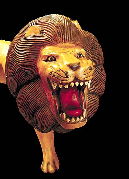 istock Wooden carousel lion 471003705