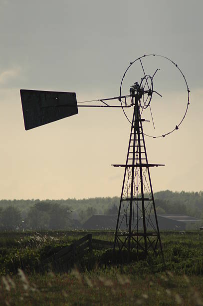 Old Lonely Windmill stock photo