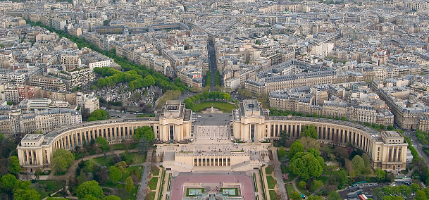 Aerial View on Champ de Mars from the Eiffel Tower, Paris, France
