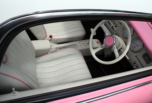 inside of pink car