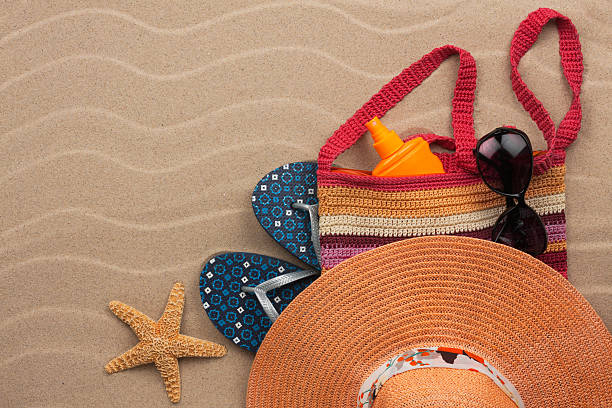 istock Accessories for the beach  lying on the sand 471005764