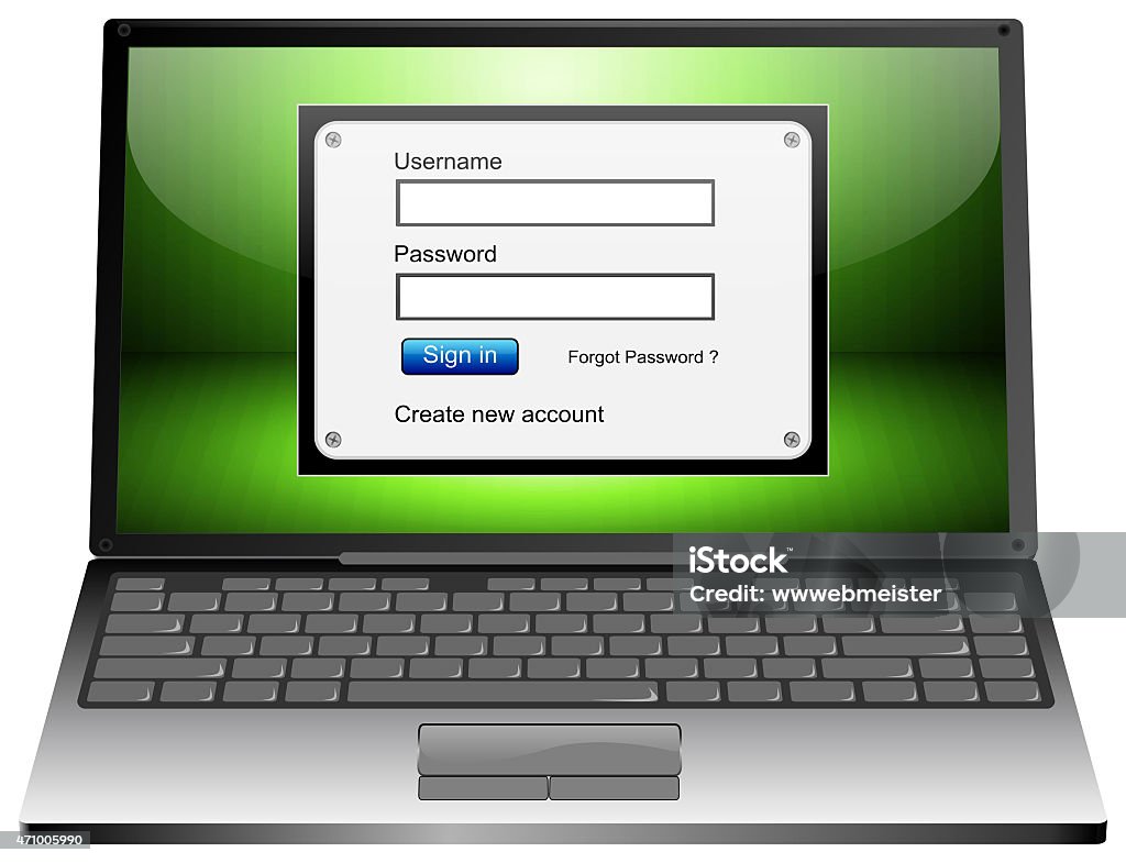 Laptop Computer With Login Screen Stock Illustration - Download Image ...